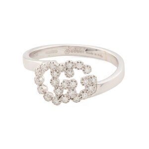 GUCCI White Gold/Diamond Made In Italy 18kt White Gold Diamond Running G Ring
